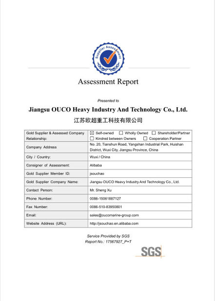Çin Jiangsu OUCO Heavy Industry and Technology Co.,Ltd Sertifikalar